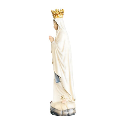 Our Lady of Lourdes Statue with Golden Crown in Carved Wood