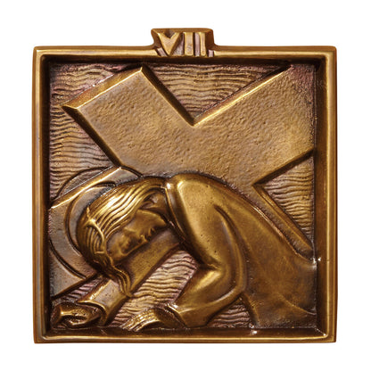 4 3/4" Square Brass Stations of the Cross Set