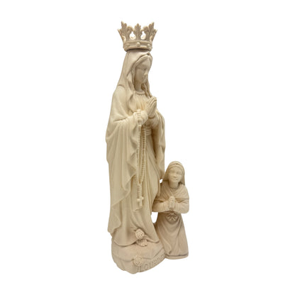 Sculpture Our Lady of Lourdes and Bernadette in Val Gardena Wood