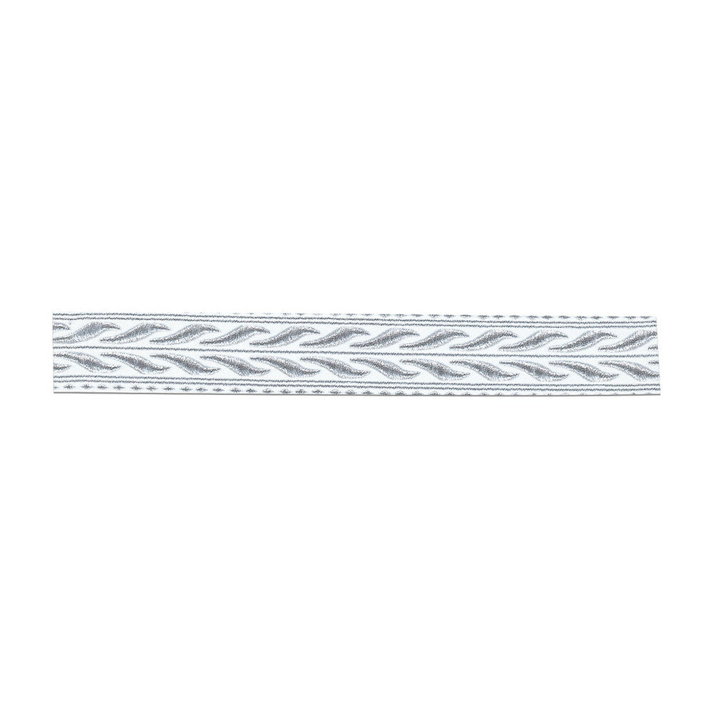 Tropical Weight Poly/Wool Blend Alb with 1" Silver Embroidery