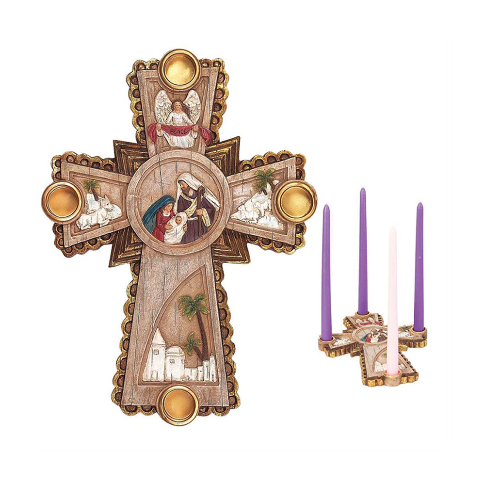 Nativity Advent Cross Candleholder