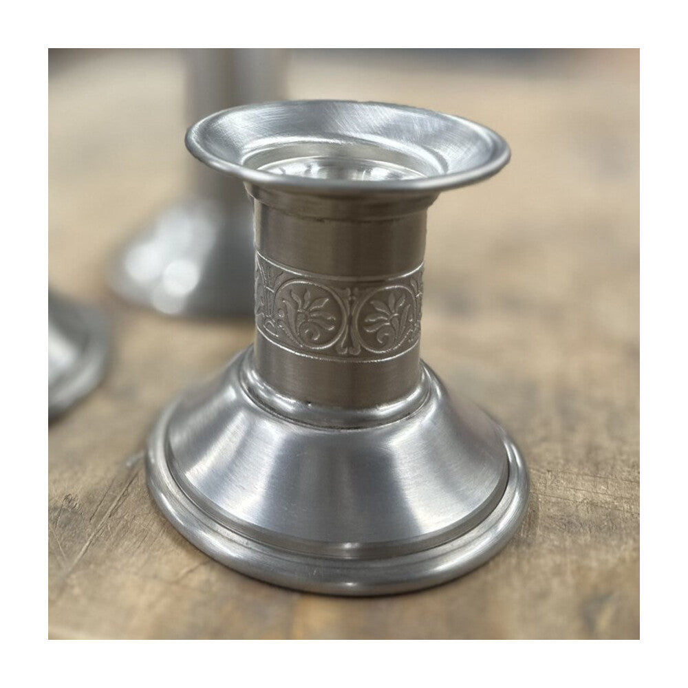 Extra Small Medieval Pewter Candle Holder Antique Finish