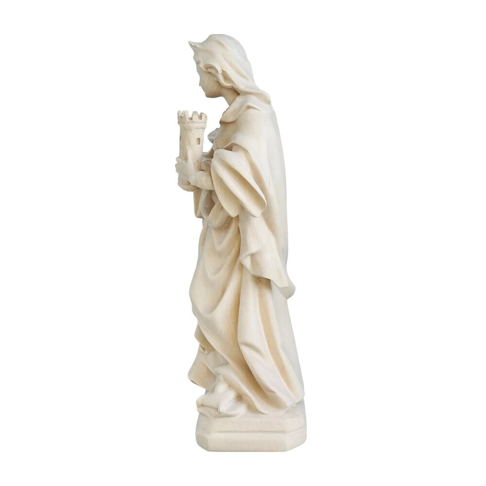 Santa Barbara with Tower: Handcrafted Wood Carving from Val Gardena