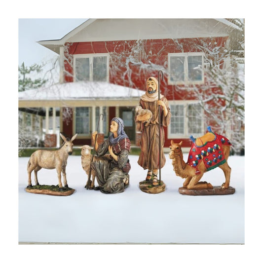 Real Life Outdoor Nativity Two Shepherds Camel & Donkey