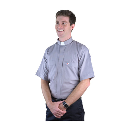 Grey Poly/Cotton Rich Short Sleeved Deacon Shirt