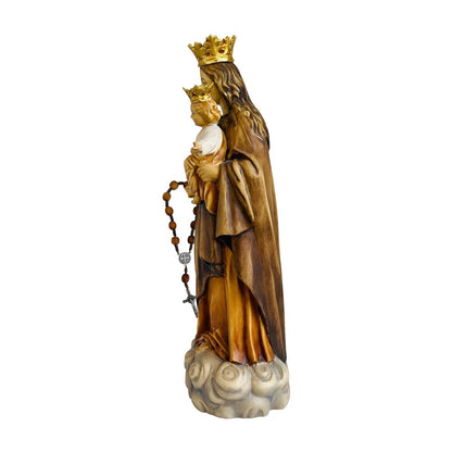 Our Lady of the Rosary with Child Statue Val Gardena Wood