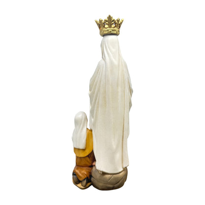 Sculpture Our Lady of Lourdes and Bernadette in Val Gardena Wood
