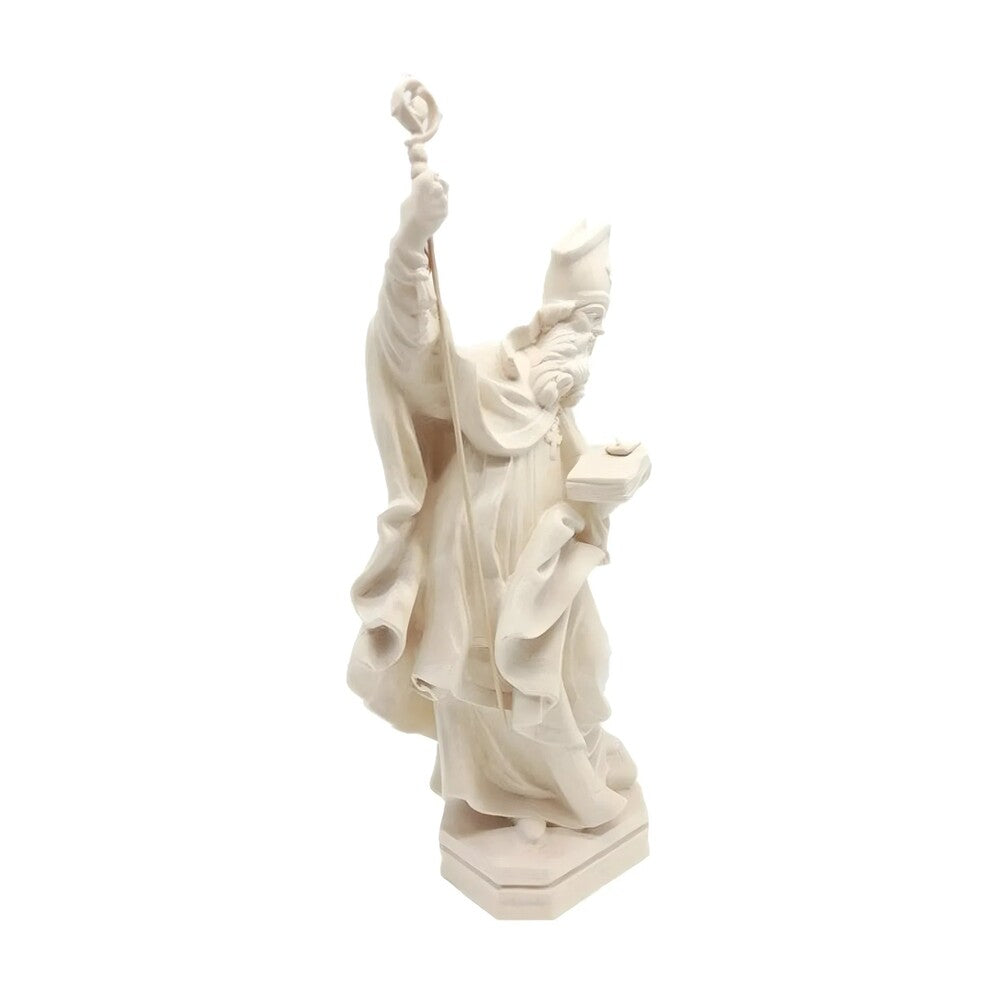 St. Clement Statue in Hand-Carved Wood from Val Gardena, Anchor Symbol