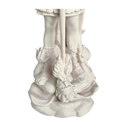 Saint Michael Archangel with Sword and Devil - Sacred Wood Carving from Val Gardena