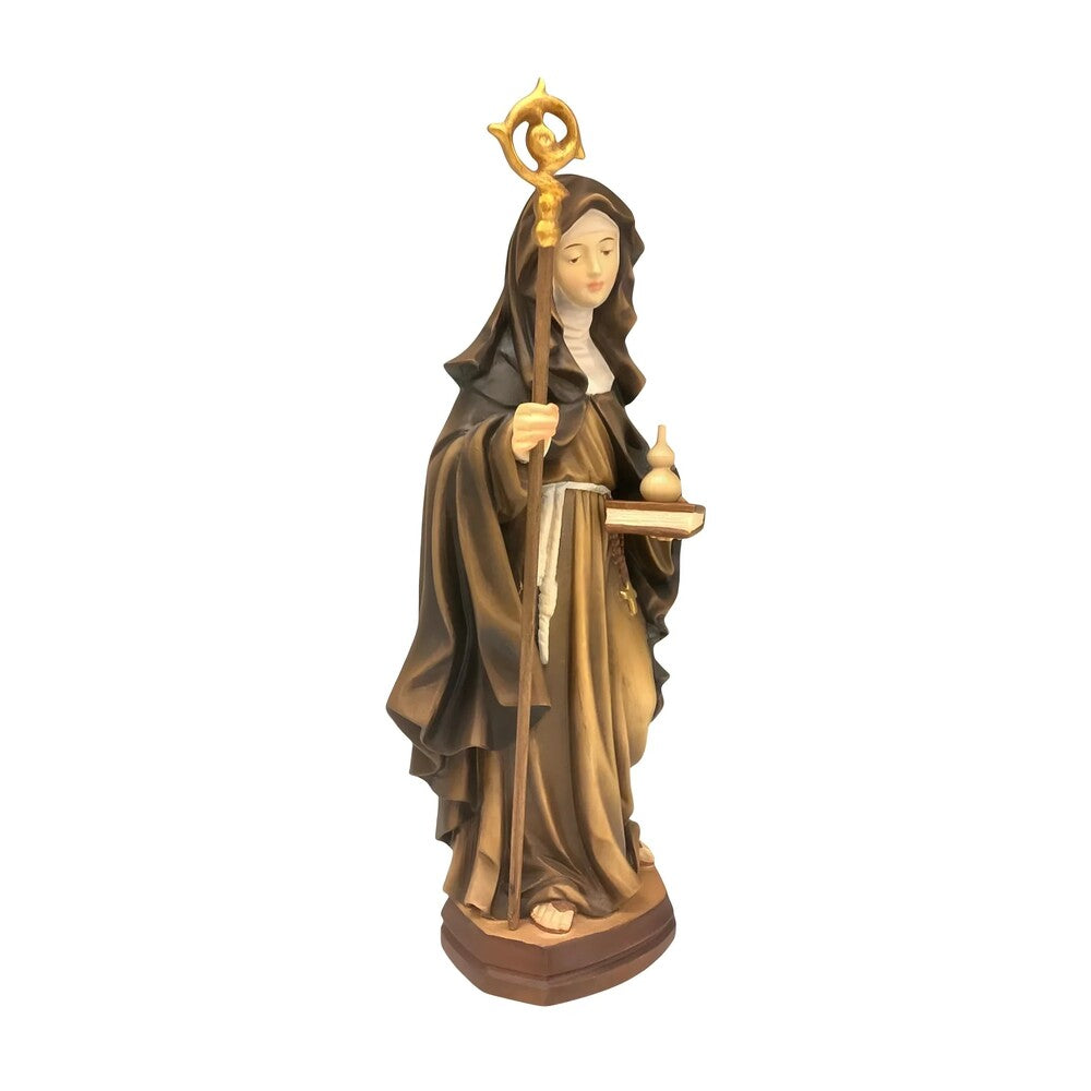 Saint Walburga Hand Carved Oil Painted Wood Statue Val Gardena