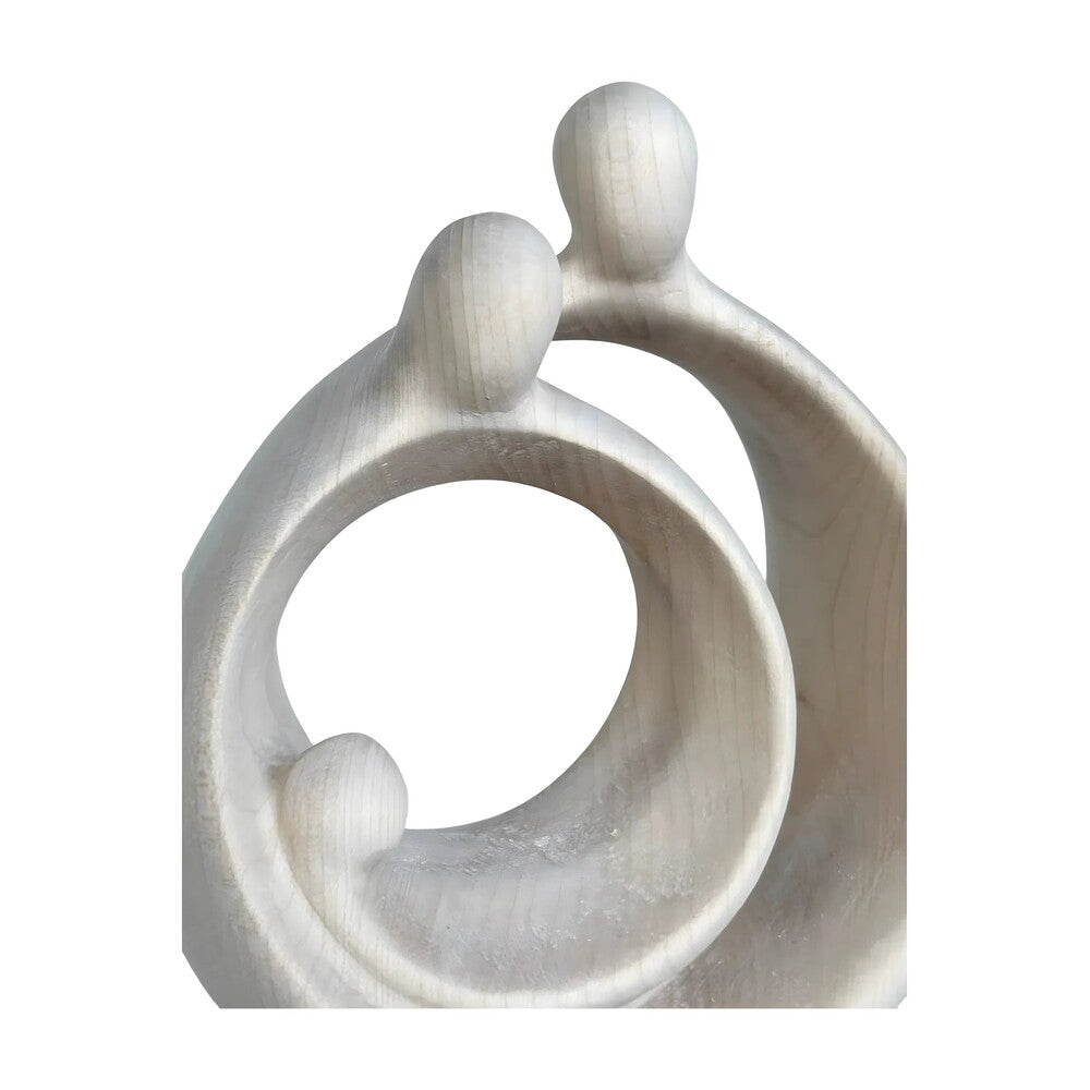 Modern Stylized Nativity Scene in Maple Wood – Family Embrace Sculpture