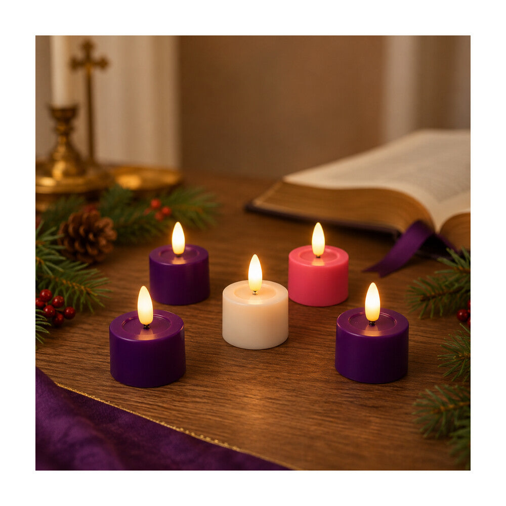 LED Advent Flameless Tea Light Candle Set