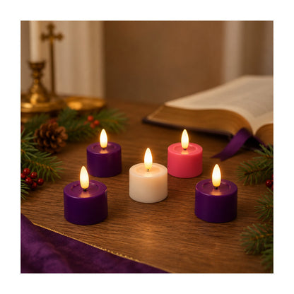 LED Advent Flameless Tea Light Candle Set