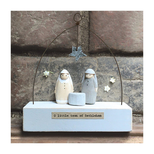 Wooden Nativity Scene O Little Town of Bethlehem