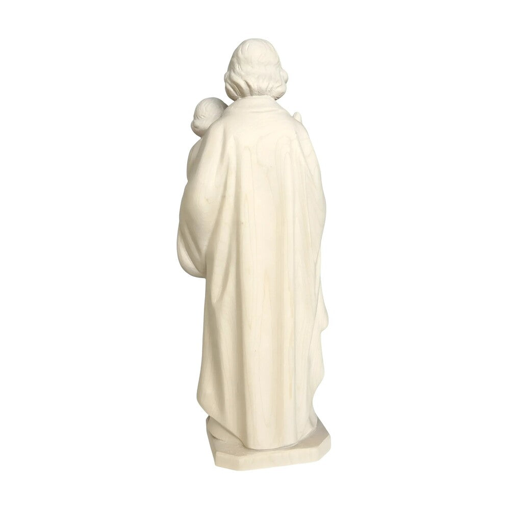 Wooden Statue Saint Joseph with Child Jesus and the Polychrome Lily