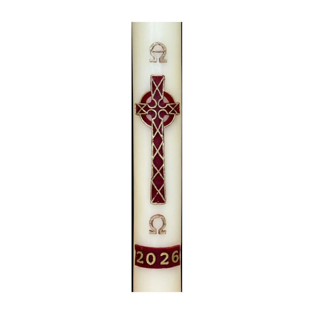 Red Celtic Cross Paschal Candle