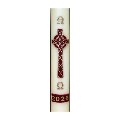 Red Celtic Cross Paschal Candle