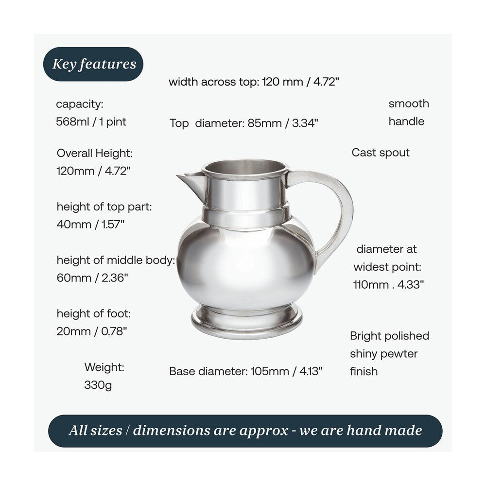 Medium Pewter Water Jug