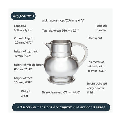 Medium Pewter Water Jug