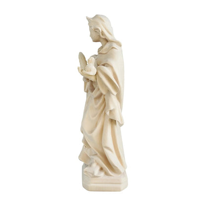 Sculpture Saint Agnes in Maple and Linden Wood, Artistic Carving Val Gardena