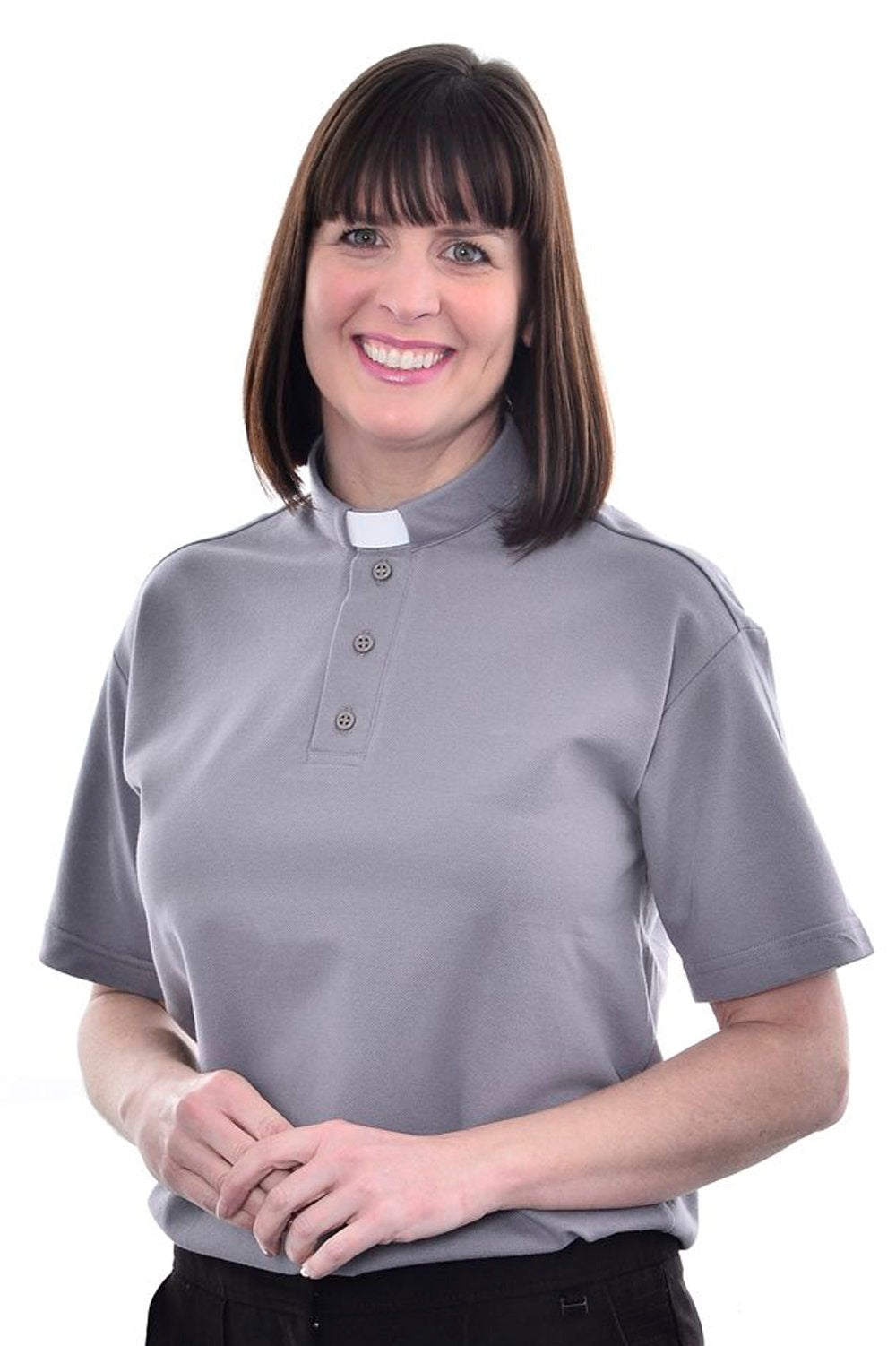 Women's Clerical Polo Shirt - Grey