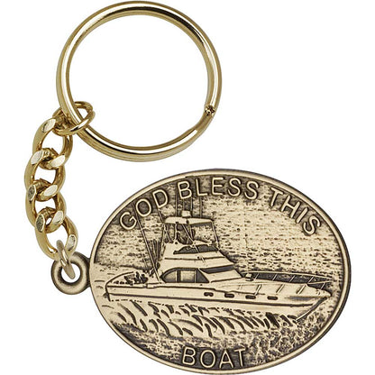 God Bless This Boat Keychain