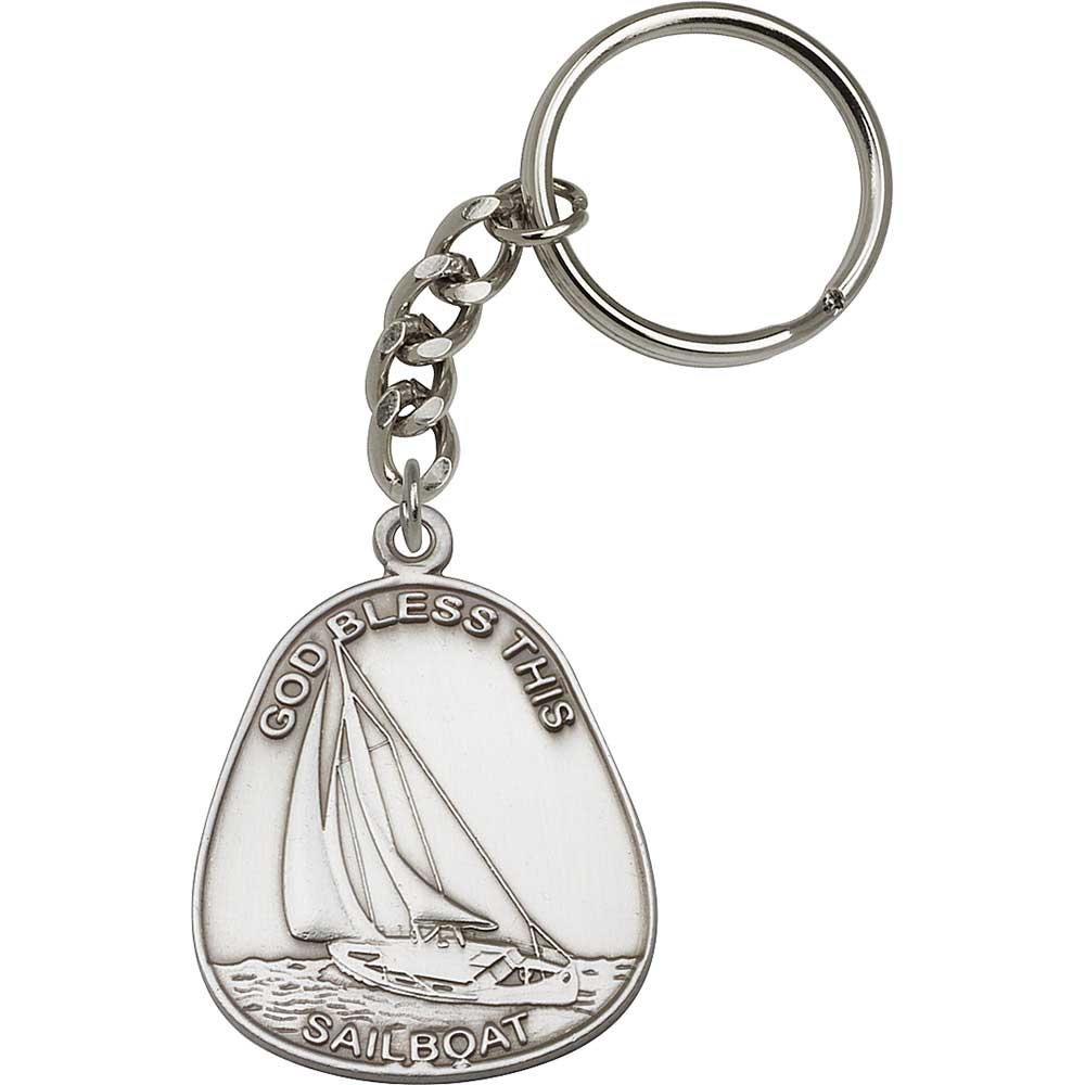 God Bless This Sailboat Keychain