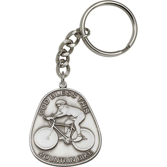God Bless This Mountain Bike Keychain
