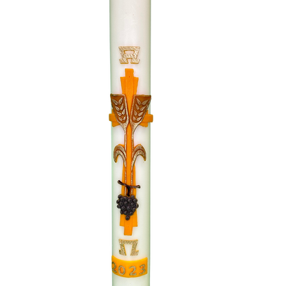 Yellow Wheat & Grapes Paschal Candle