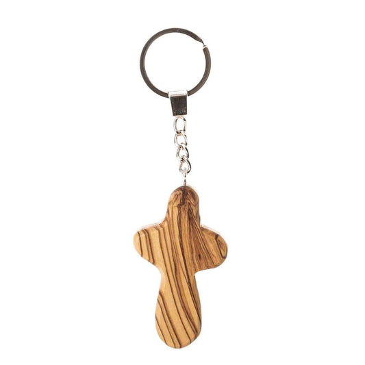 Olive Wood Key Chain Cross