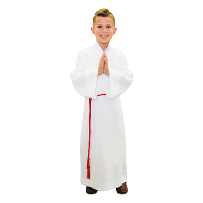 Front Wrap Cassock Albs for Altar Servers 100% Polyester Linen Blend