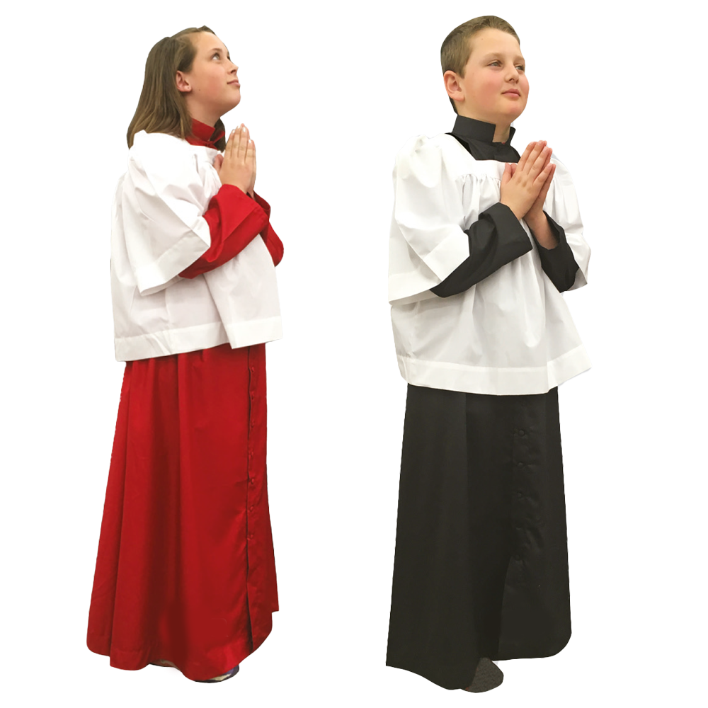 Altar Servers Cassocks Poly Cotton Blend - Red or Black