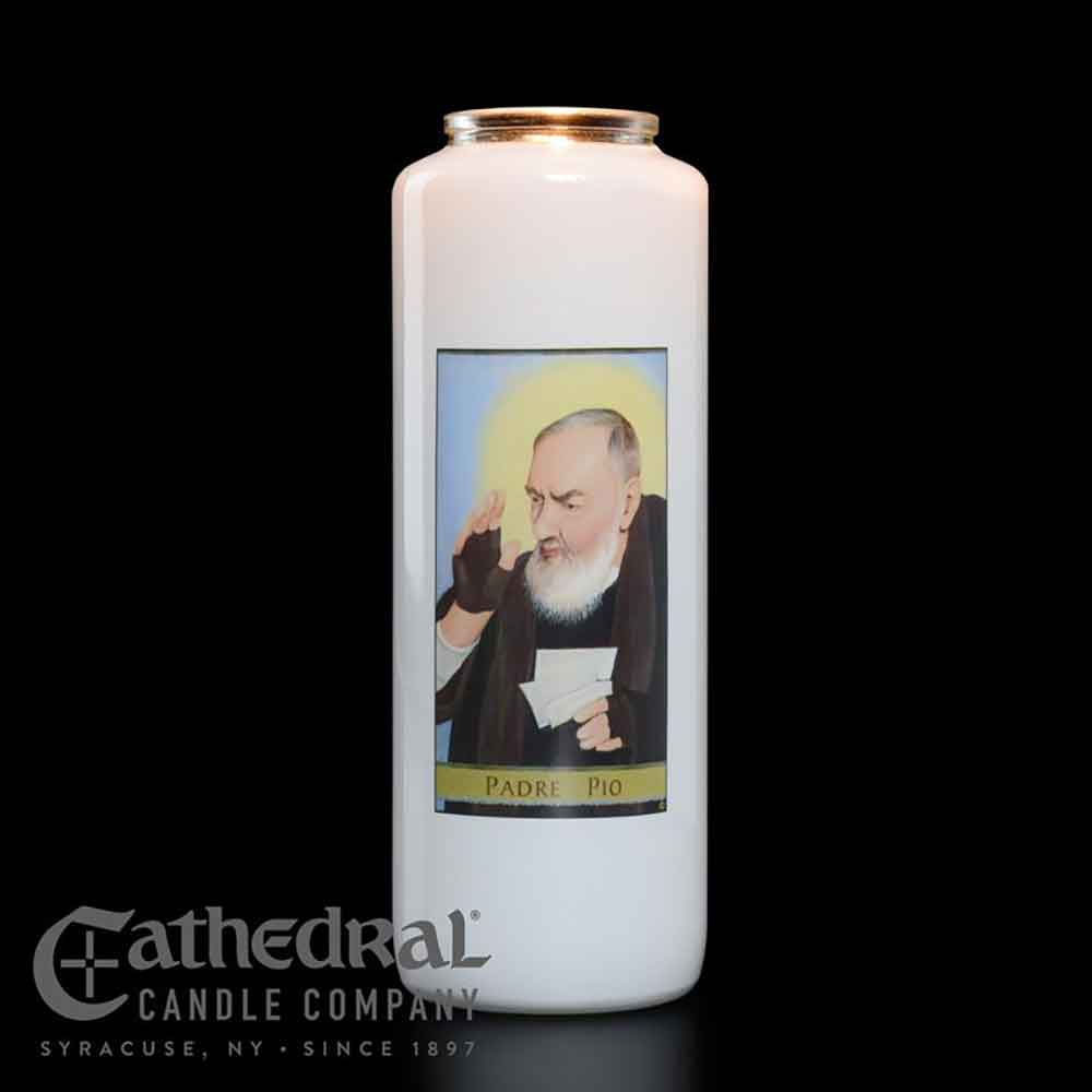 6 Day Padre Pio Glass Devotional Light