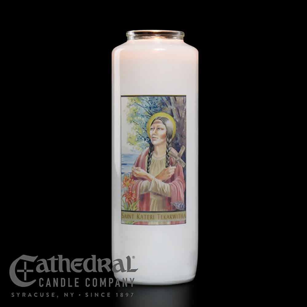 6 Day Saint Kateri Tekakwitha Glass Devotional Light