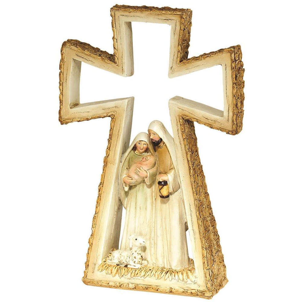 8 1/2" High 1 Piece Holy Family Cross