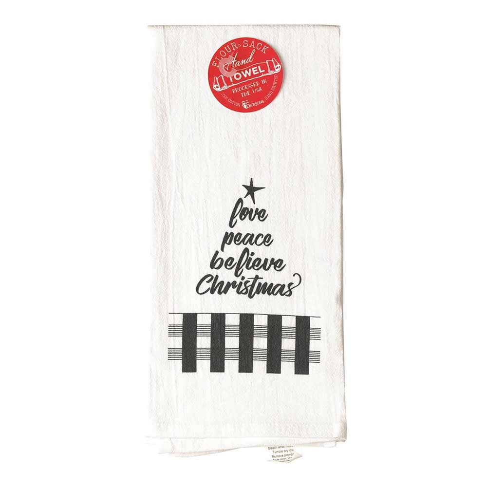 Love Peace Believe Christmas Flour Sack Towel