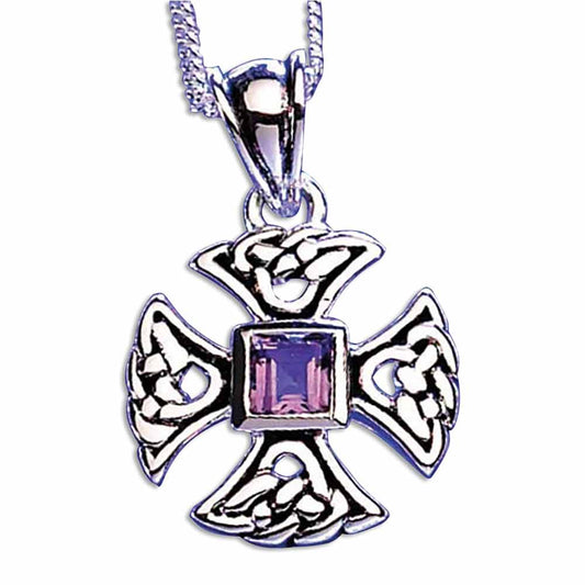Durrow Cross with Amethyst Necklace