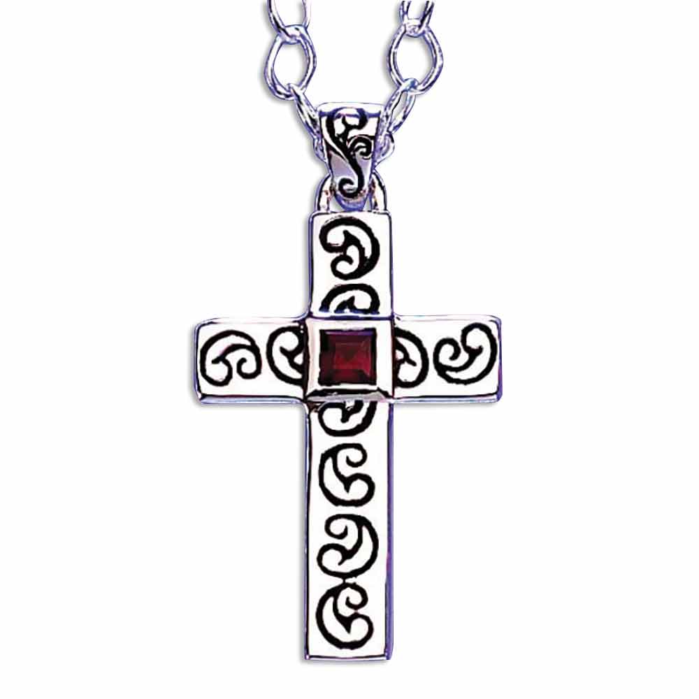 Sanctuary Cross with Garnet Necklace