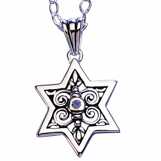 Star of David with Blue Topaz Necklace