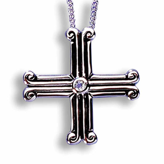 Ephesus Cross with Blue Topaz Necklace