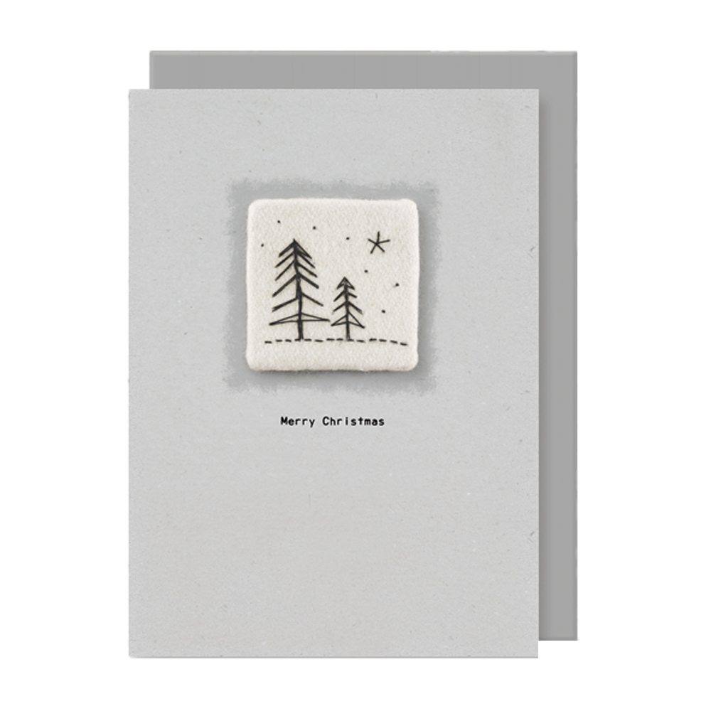 Embroidered Merry Christmas Cards Pack of 2
