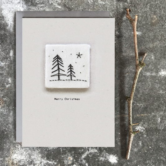 Embroidered Merry Christmas Cards Pack of 2
