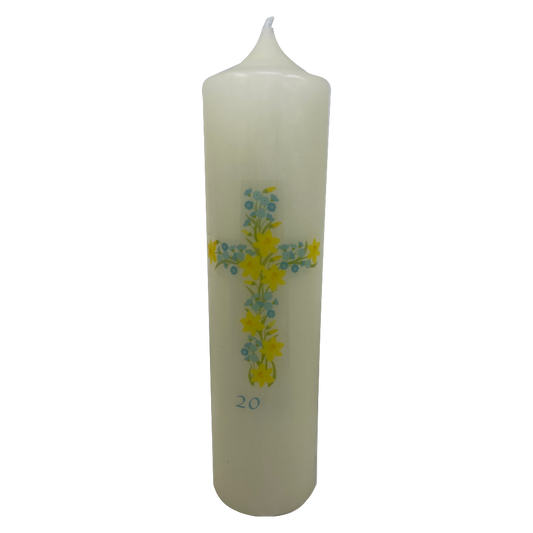 3" x 12" Home Paschal Candle with Daffodil Cross Transfer