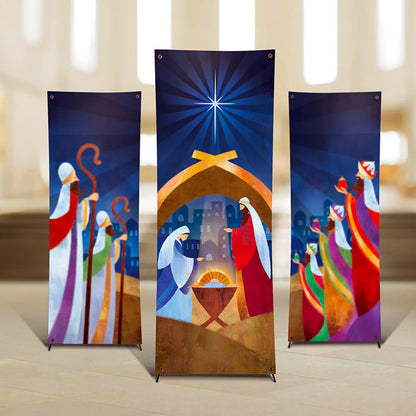 Let Us Adore Him 3 Piece Nativity Banner Set