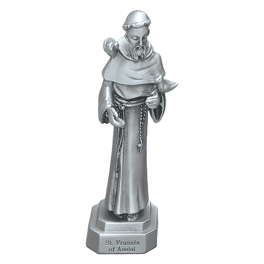 3 1/2" High Pewter St Francis of Assisi Statue