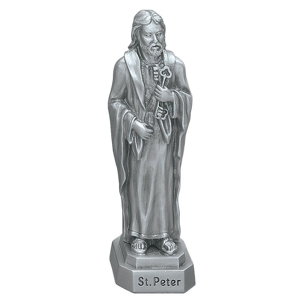 3 1/2" High Pewter St Peter Statue