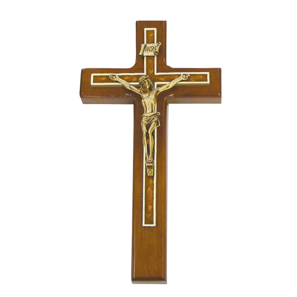 8in Walnut Cross With Crucifix