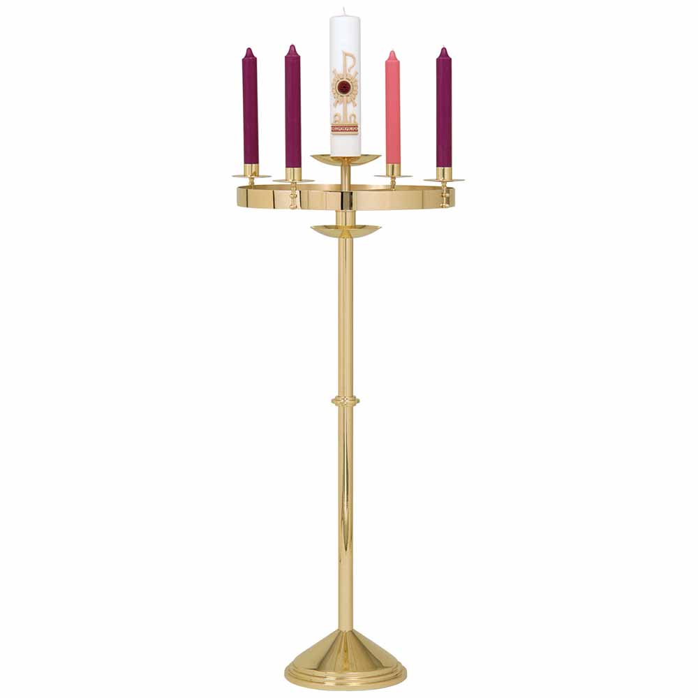 Solid Brass Advent Wreath and Paschal Candlestick
