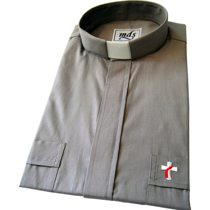 Grey Poly/Cotton Rich Short Sleeved Deacon Shirt