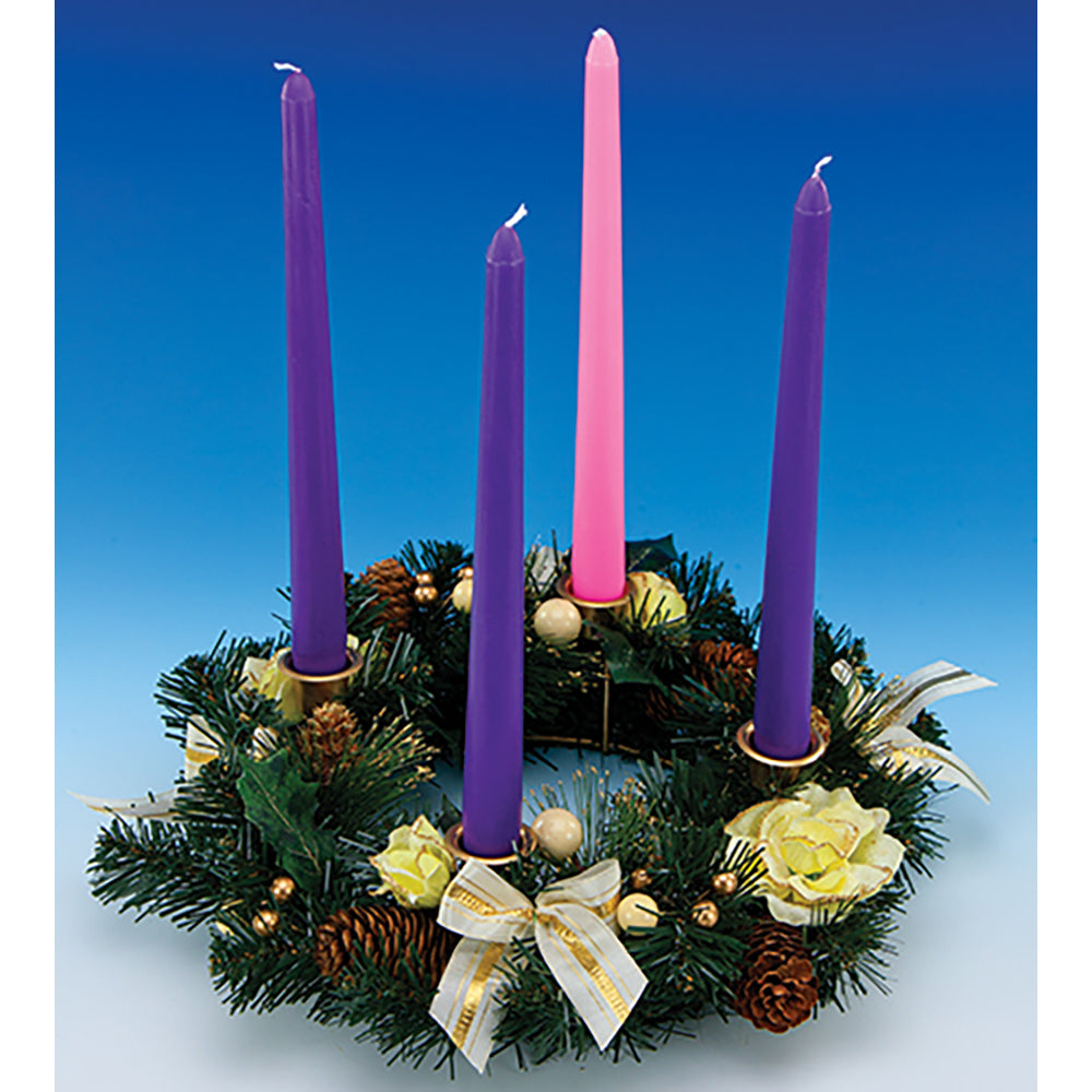 11" Pinecone Advent Wreath with Champagne Ribbons